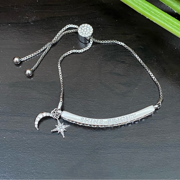 Silver-tone CZ Cubic Zirconia Slider Bolo Bracelet - Picture 3 of 14